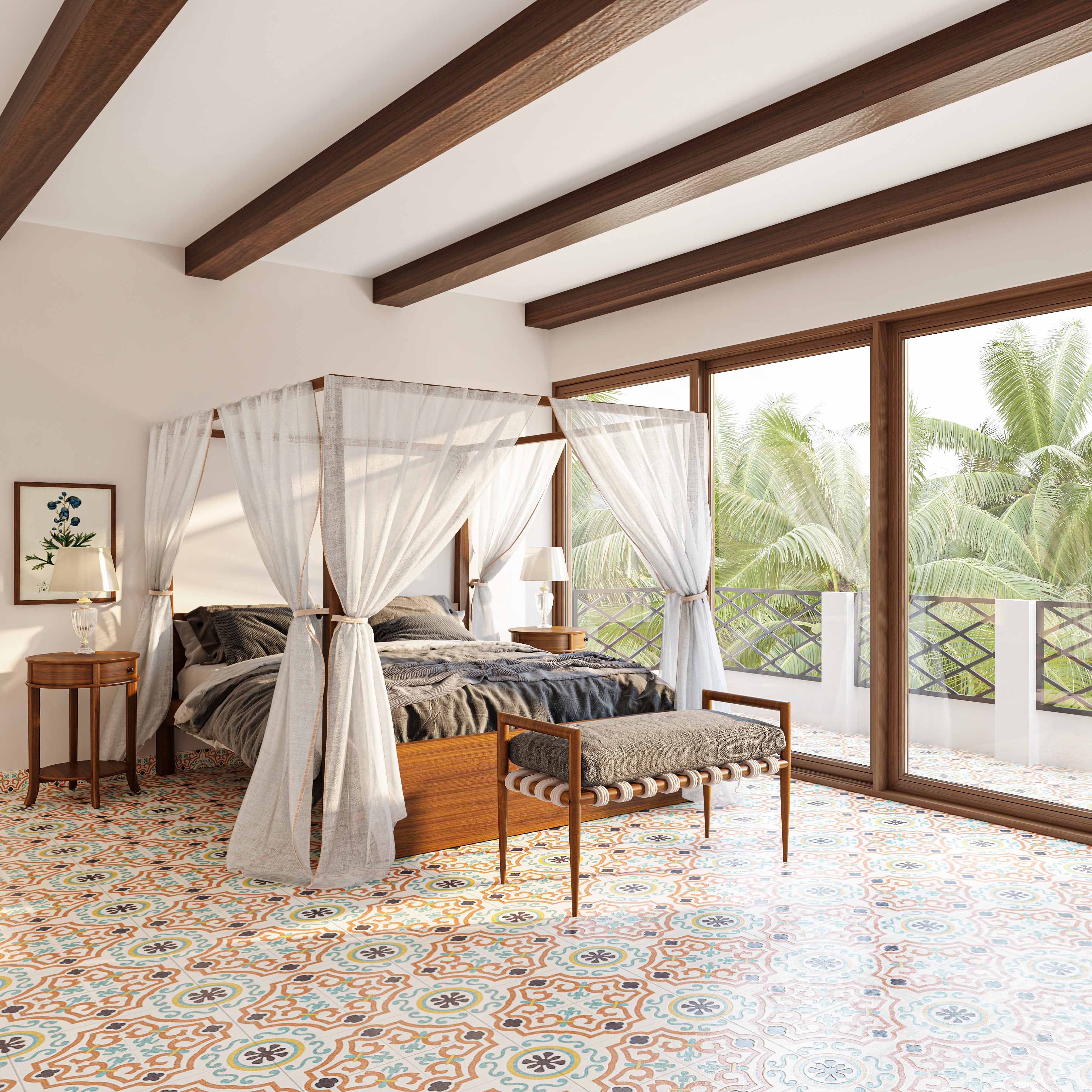 Vintage Porcleain Multicoloured Flooring Design For Bedrooms