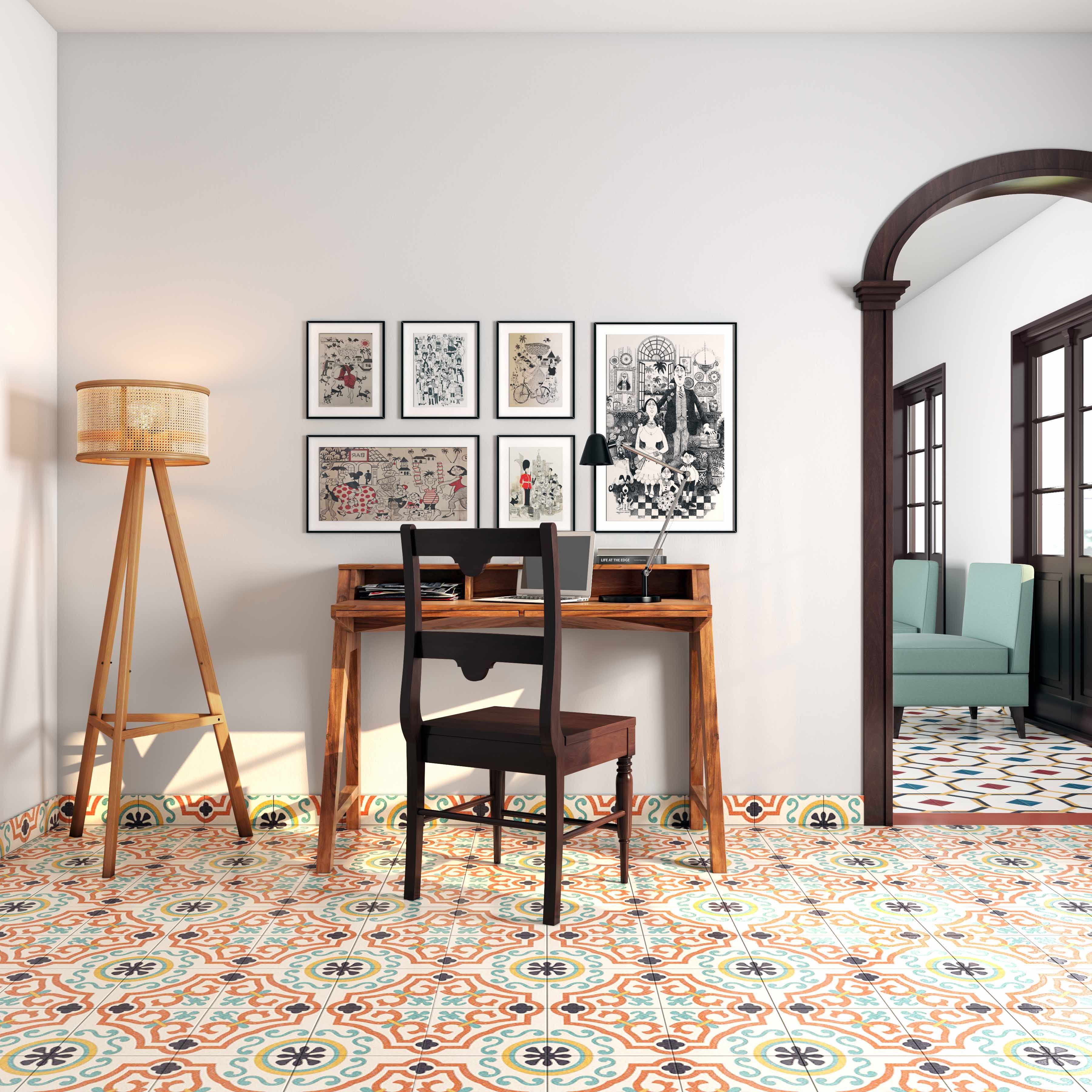 Vintage Square Multicoloured Flooring Design With Porcelain Tiles