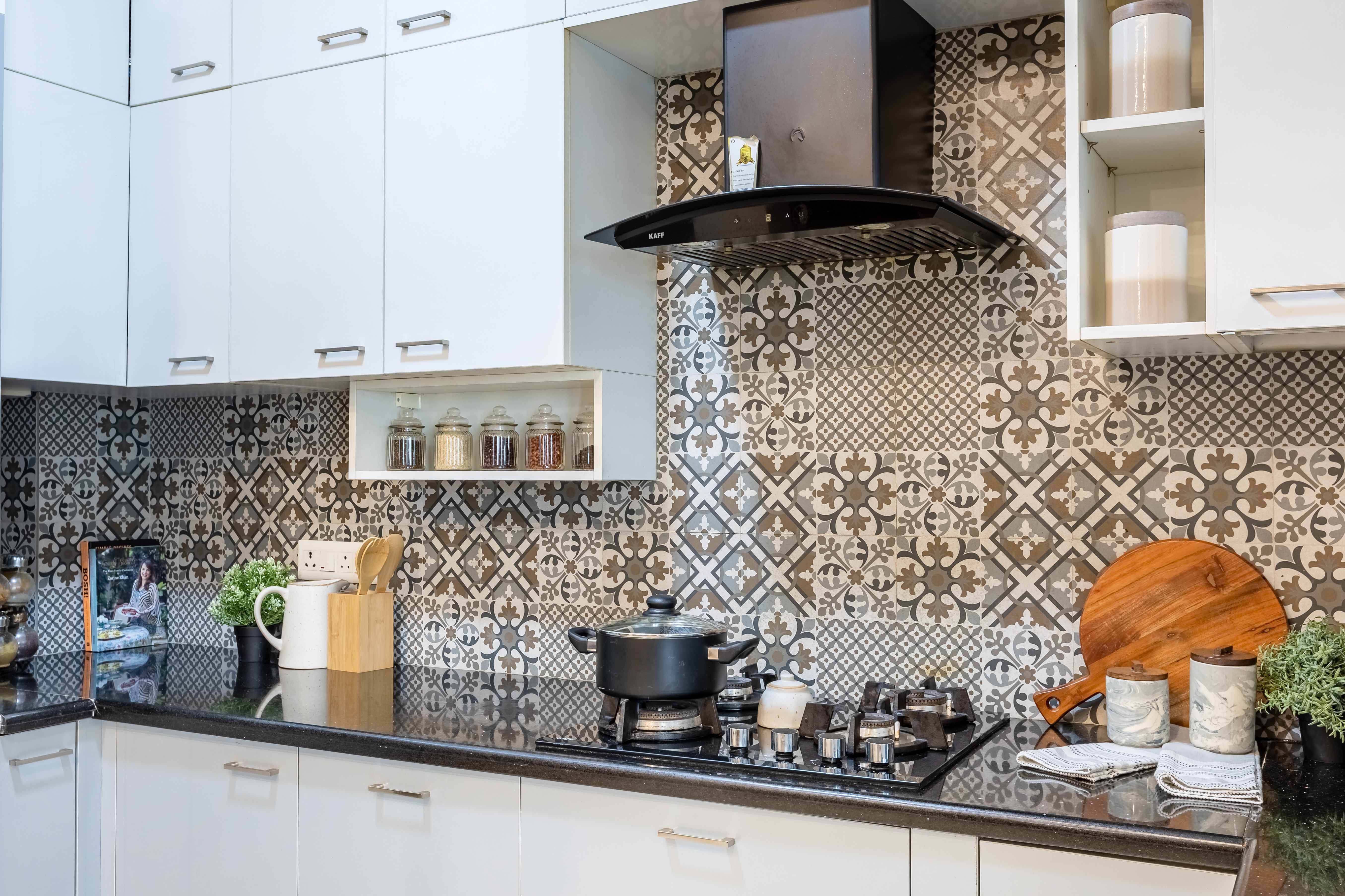 Modern Brown Ceramic Matte Kitchen Tile Design With Grid Pattern