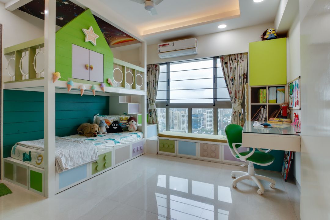 Eclectic Kids Room Design With Colourful Bunk Bed