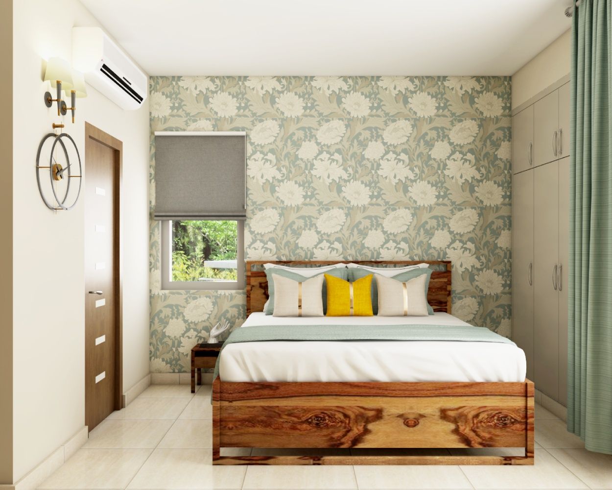 Tropical Bedroom Wallpaper Design With Forest-Themed Motifs